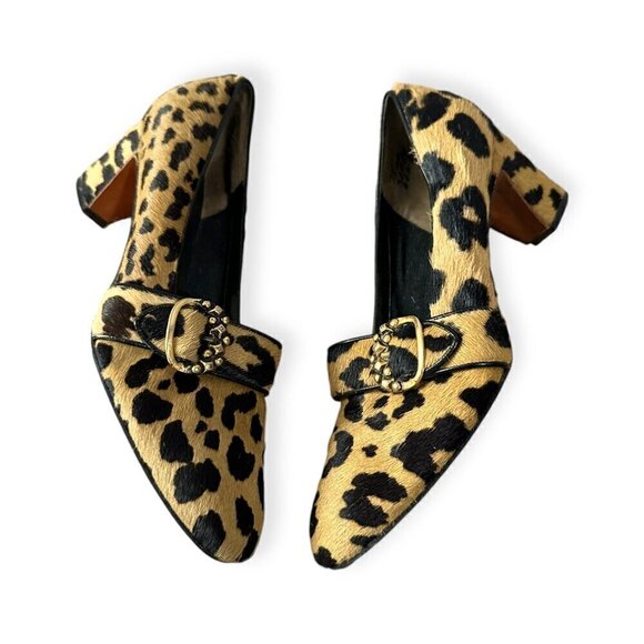 Vintage Herbert Levine‎ Mod Spotted Hair Calf Pumps with Gold tone buckle, 1969 - Picture 4 of 15